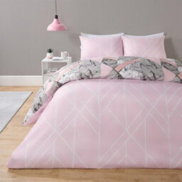 Ohs Marble Duvet Cover Pillowcase Bedding Reversible Quilt Set, Blush - Double - thumbnail 4