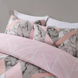 Ohs Marble Duvet Cover Pillowcase Bedding Reversible Quilt Set, Blush - Double - thumbnail 2