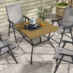 Outsunny Garden Dining Table W/ Umbrella Hole, Dining Table For 4, Brown