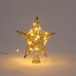Living And Home Gold Pre Lit Christmas Tree Topper Star Christmas Decoration Xmas Ornament - thumbnail 4