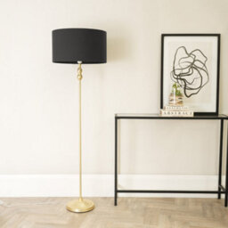 Valuelights Maggie Gold Metal Candlestick Floor Lamp With Charcoal Fabric Lamp Shade And Led Bulb - thumbnail 5