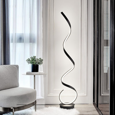 Darphe Black Spiral Led Floor Lamp - 131Cm Modern Minimalist Light With Soft White Glow - image 1