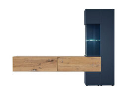 "Arte Marino Entertainment Unit For Tvs Up To 58"" - Elegant Navy & Oak Flagstaff Design - W2100mm X H1620mm X D400mm" - thumbnail 2
