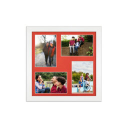 AK Frames 12X12 White Modern Multi Photo Frame With Poppy Red Mount - Holds 4 Apertures (4X) 6X4 Photos - thumbnail 1