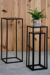 Orsina Nest Of 3 Black Top Side Tables Set, Square End Tables For Home, Black Powder Coated Frame Bedside Tables - thumbnail 4