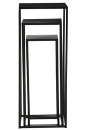 Orsina Nest Of 3 Black Top Side Tables Set, Square End Tables For Home, Black Powder Coated Frame Bedside Tables - thumbnail 3