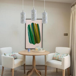 2 Pack White Metal Bulb Guard Drum Shaped Lamp Shades For Ceiling Pendant Lights Indoor Easy Fit Wire Cages (White-2 Pack) - thumbnail 6