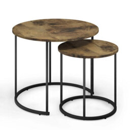 Urbn-Living Urbnliving Industrial Round Nesting Side Tables Modern Coffee & End Tables With Steel Frame For Living Room Set Of 2