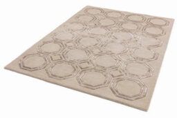 Beige Wool Handmade Luxurious Modern Geometric Rug Easy To Clean Living Room And Bedroom-120Cm X 170Cm - thumbnail 3