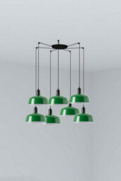 Luminosa Lighting Luminosa Tatawin Medium Cluster Pendant Ceiling Light Satin Black, Gloss Green 7X E27