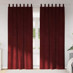 Berkfield Blackout Curtains With Hanging Loops 2 Pcs Wine Red Velvet
