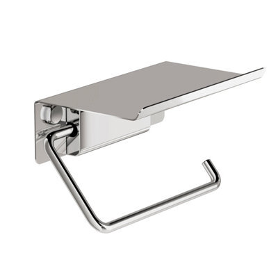 Cosmic Toilet Roll Holder With Lid, Screw-In Or Self-Adhesive, Chrome Silver, Anti- Corrosion, Next Collection - image 1