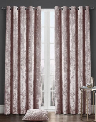 "Kampala Hill Crushed Velvet Light Filtering Curtains Blush Pink 46X72""" - image 1