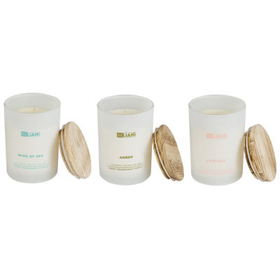 Beliani Set Of 3 Scented Candles Simplicity Soy Wax Oriental Notes Fresh Notes - image 1