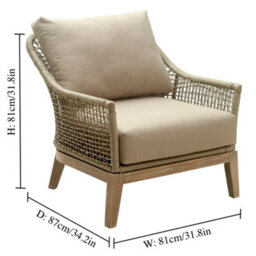 Dibor 4-Piece Outdoor Garden Sofa Set Woven Patio Furniture With Cushioned Sofa, 2 Armchairs And Coffee Table - thumbnail 7