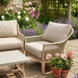 Dibor 4-Piece Outdoor Garden Sofa Set Woven Patio Furniture With Cushioned Sofa, 2 Armchairs And Coffee Table - thumbnail 4