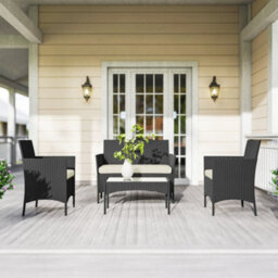 Outsunny 4 Piece Rattan Garden Furniture Sofa Set With Cushions, Cream White - thumbnail 9