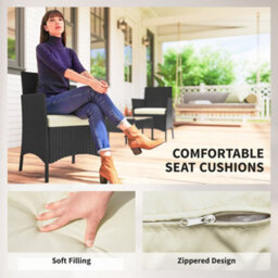 Outsunny 4 Piece Rattan Garden Furniture Sofa Set With Cushions, Cream White - thumbnail 6
