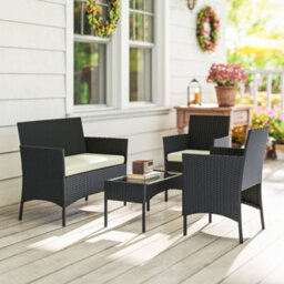 Outsunny 4 Piece Rattan Garden Furniture Sofa Set With Cushions, Cream White - thumbnail 8