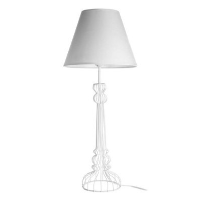 Orsina White Silhouette Table Lamp, Metal Wire Base With Elegant Contour Design, Soft Fabric Shade For Living Room