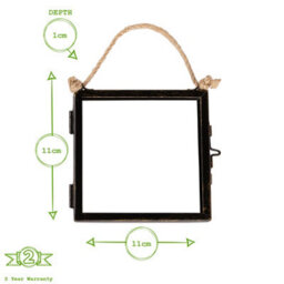"Nicola Spring 2X Hanging Metal Photo Frames - 4"" X 4"" - Black - Picture Frame Wall Mounted Frame With Rope" - thumbnail 3