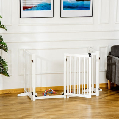 Pawhut Freestanding Pet Gate W/ 2 Support Feet For Doorways Stairs White - image 1