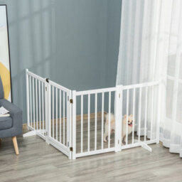 Pawhut Freestanding Pet Gate W/ 2 Support Feet For Doorways Stairs White - thumbnail 9