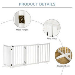 Pawhut Freestanding Pet Gate W/ 2 Support Feet For Doorways Stairs White - thumbnail 6