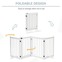 Pawhut Freestanding Pet Gate W/ 2 Support Feet For Doorways Stairs White - thumbnail 5