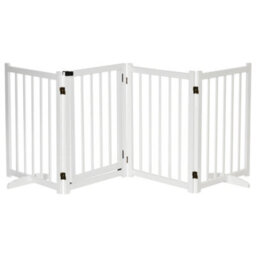 Pawhut Freestanding Pet Gate W/ 2 Support Feet For Doorways Stairs White - thumbnail 2