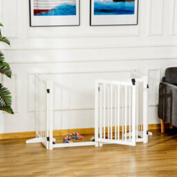 Pawhut Freestanding Pet Gate W/ 2 Support Feet For Doorways Stairs White - thumbnail 1