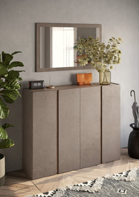 FurniComp LTD Furnicomp Chelsea 4 Door Bronze And Mercure Oak Large 50 Pair Shoe Cabinet - image 1