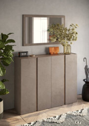 FurniComp LTD Furnicomp Chelsea 4 Door Bronze And Mercure Oak Large 50 Pair Shoe Cabinet - thumbnail 1