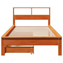 Berkfield Bookcase Bed Without Mattress Wax Brown 100X200 Cm Solid Wood Pine - thumbnail 4