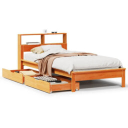 Berkfield Bookcase Bed Without Mattress Wax Brown 100X200 Cm Solid Wood Pine - thumbnail 2