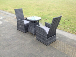 Fimous Outdoor Pe Wicker Rattan Garden Furniture Reclining Chair And Table Set  Dining Sets 2 Seat Bistro Set - thumbnail 3