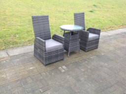 Fimous Outdoor Pe Wicker Rattan Garden Furniture Reclining Chair And Table Set  Dining Sets 2 Seat Bistro Set - thumbnail 1