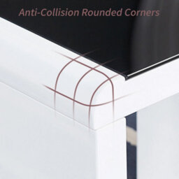 High Gloss Nest Of 3 Tables Tempered Glass Top White Grey Side End Coffee Home - 3Pcs: Black Desktop + White Legs - thumbnail 4