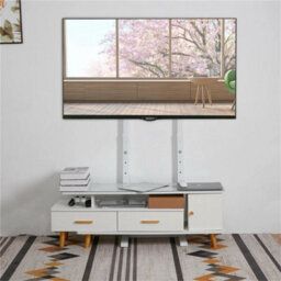 Floor Tv Stand Tall With Bracket Mount 32-65 Inch Lcd Led Free Standing White - thumbnail 3