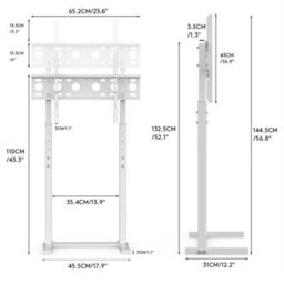 Floor Tv Stand Tall With Bracket Mount 32-65 Inch Lcd Led Free Standing White - thumbnail 2