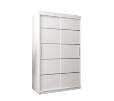 Arte Verona 01 Contemporary 2 Sliding Door Wardrobe 5 Shelves 2 Rails White Matt (H)2000mm (W)1200mm (D)620mm - image 1