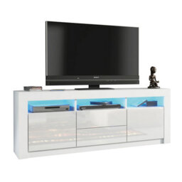 Shine Tv Unit 160Cm White With High Gloss Doors And Led Lighting - Creative Furniture - thumbnail 6