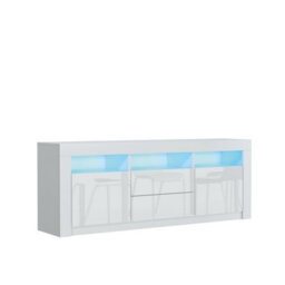 Shine Tv Unit 160Cm White With High Gloss Doors And Led Lighting - Creative Furniture - thumbnail 9