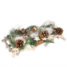 Dibor Nordic Trio Tealight Xmas Table Decoration Centrepiece Christmas Décor Candle Holder - thumbnail 2