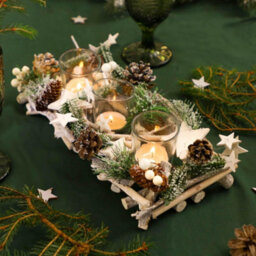Dibor Nordic Trio Tealight Xmas Table Decoration Centrepiece Christmas Décor Candle Holder