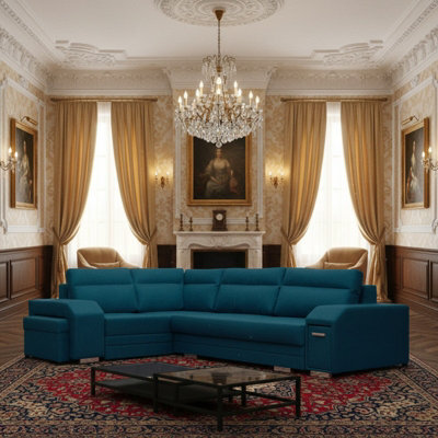 Alvares Living Room Corner Sofa Bed With Sleeping Function Upholstered Back 2 Storage 305X205X90Cm Blue Left - image 1