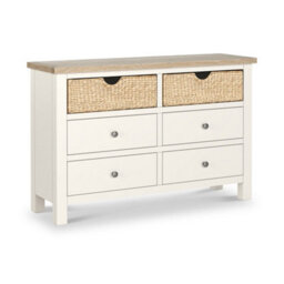 Farro Basket Coconut White 6 Drawer Chest - Fully Assembled - By Roseland Furniture - thumbnail 1