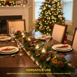 Shatchi 6Ft/1.8M Orange & Berry Christmas Garland - Autumn Mantel & Staircase Decoration - thumbnail 8