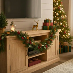 Shatchi 6Ft/1.8M Orange & Berry Christmas Garland - Autumn Mantel & Staircase Decoration - thumbnail 9