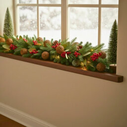 Shatchi 6Ft/1.8M Orange & Berry Christmas Garland - Autumn Mantel & Staircase Decoration - thumbnail 2